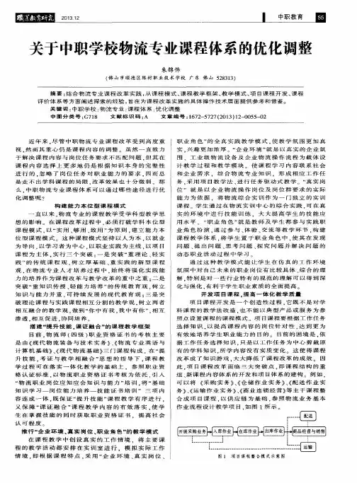 关于中职学校物流专业课程体系的优化调整