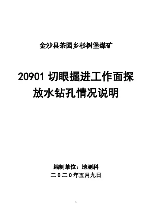 20901运输巷切眼探放水钻孔说明