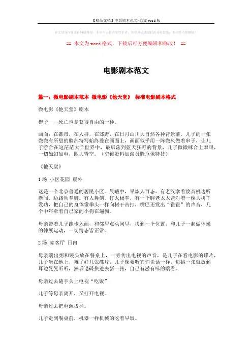 【精品文档】电影剧本范文-范文word版 (17页)