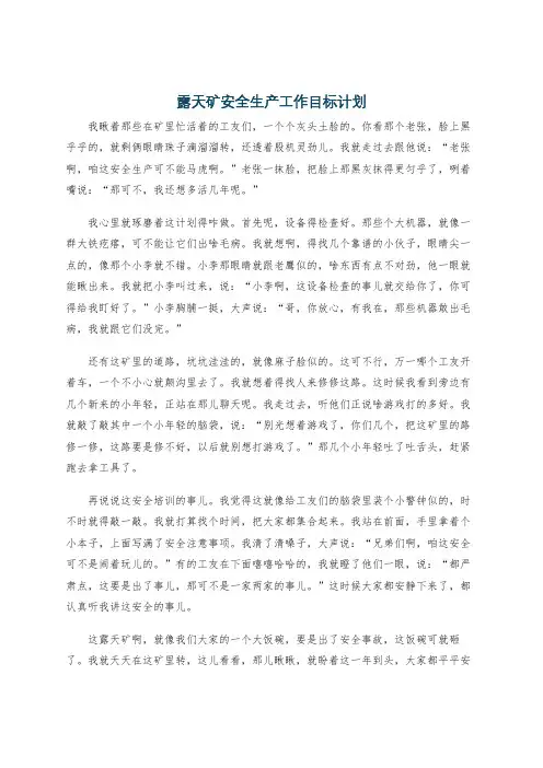 露天矿安全生产工作目标计划