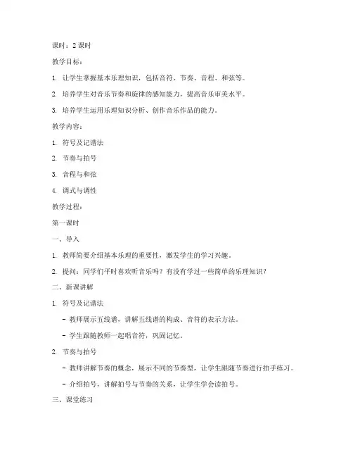 大学基本乐理教案范文