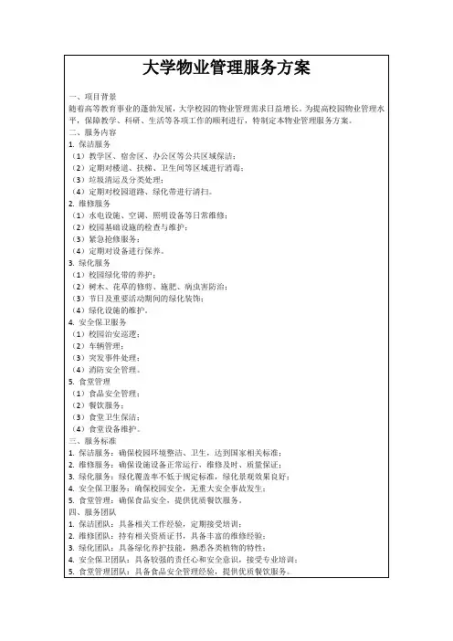 大学物业管理服务方案