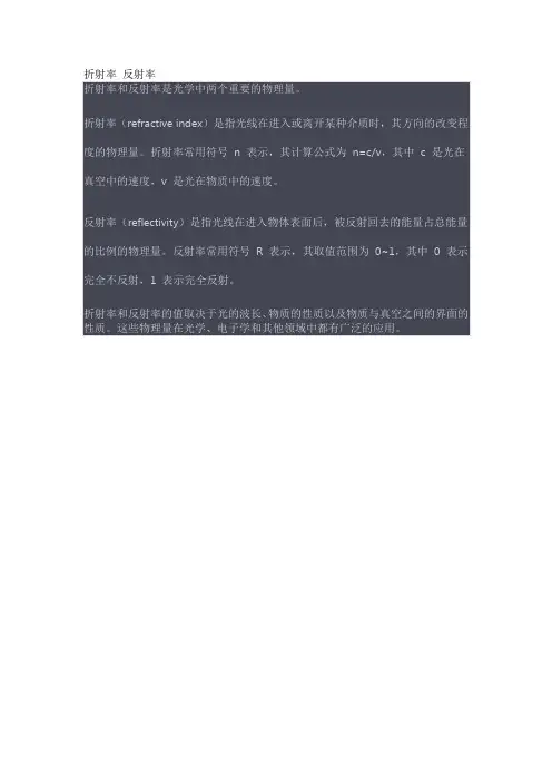 折射率 反射率