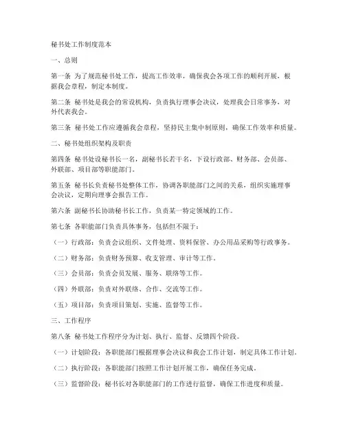 秘书处工作制度范本