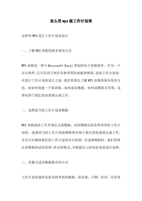 怎么用wps做工作计划表