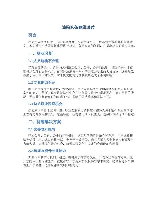 法院队伍建设总结