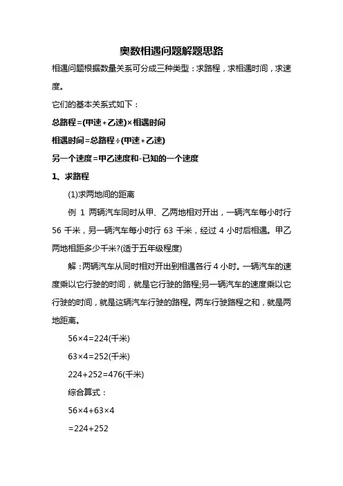 奥数相遇问题解题思路