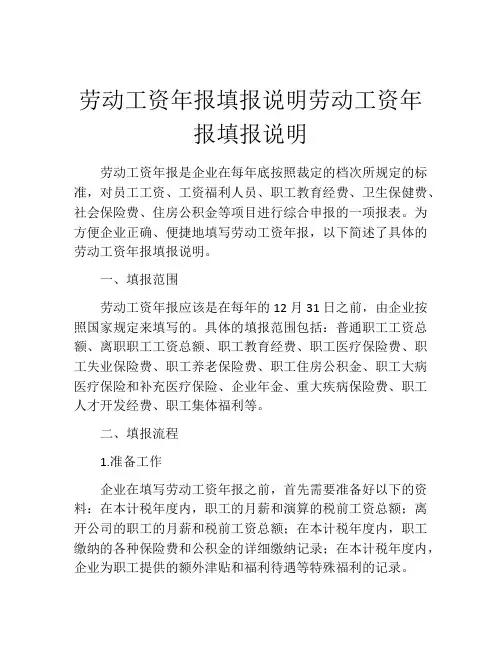 劳动工资年报填报说明劳动工资年报填报说明