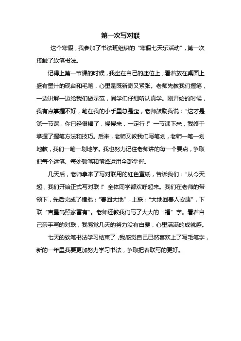 二年级作文：第一次写对联作文450字