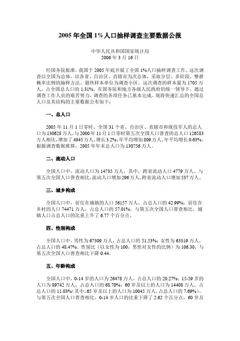 2005年全国人口普查数据