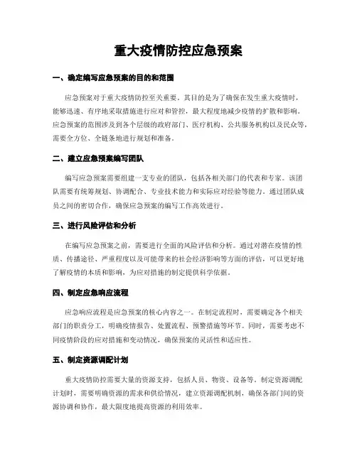 重大疫情防控应急预案