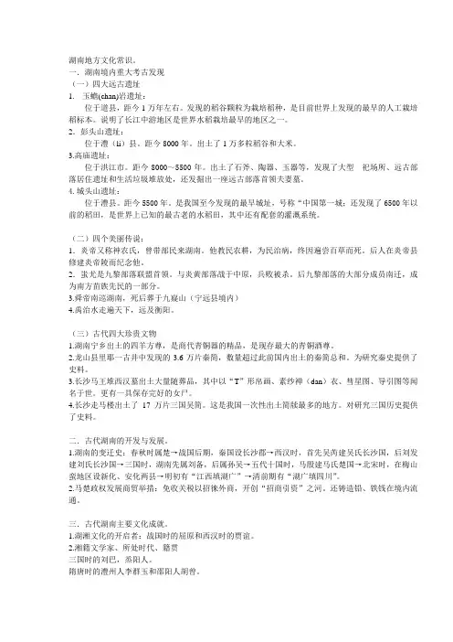 湖南地方文化常识