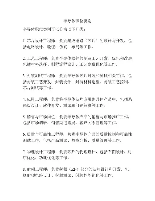 半导体职位类别