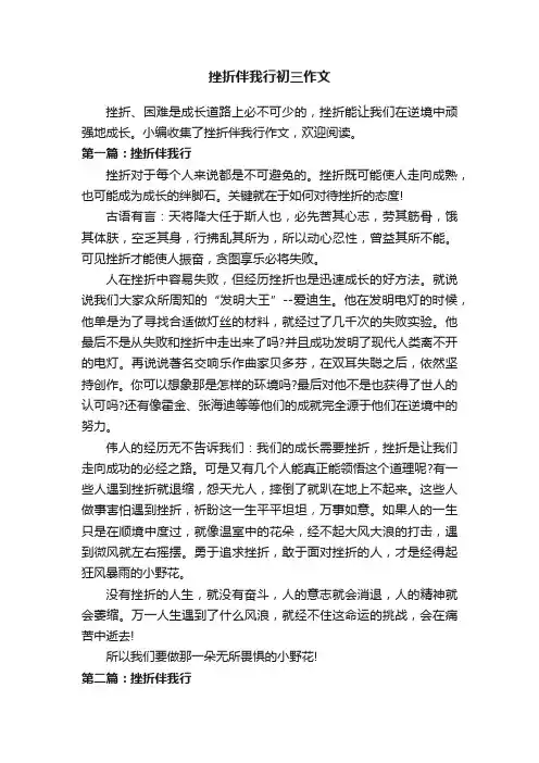 挫折伴我行初三作文