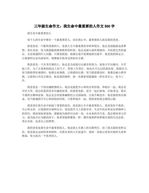 三年级生命作文：我生命中最重要的人作文500字
