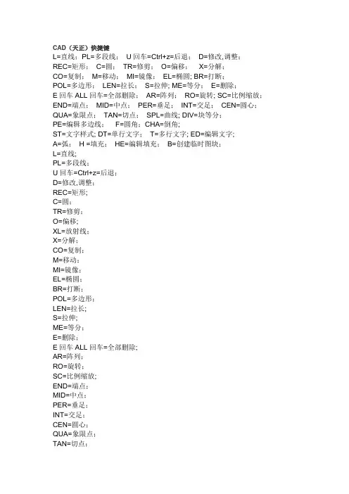 CAD(天正)快捷键