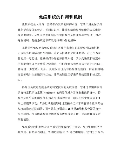 免疫系统的作用和机制