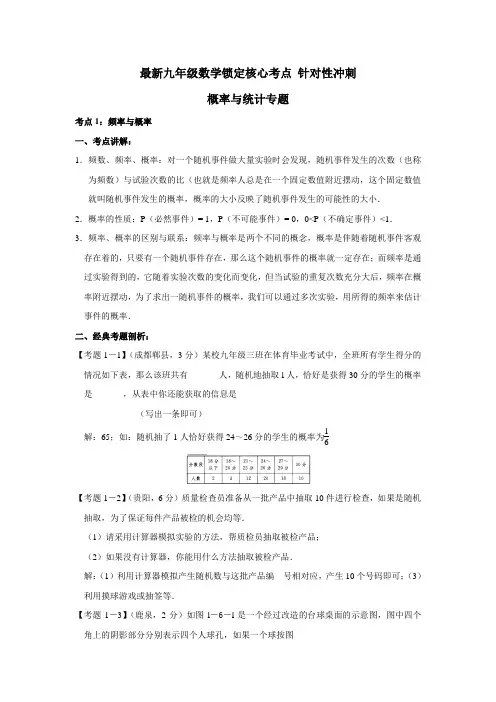 最新九年级数学锁定核心考点针对性冲刺 统计与概率 (5)
