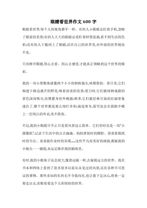 眼睛看世界作文600字