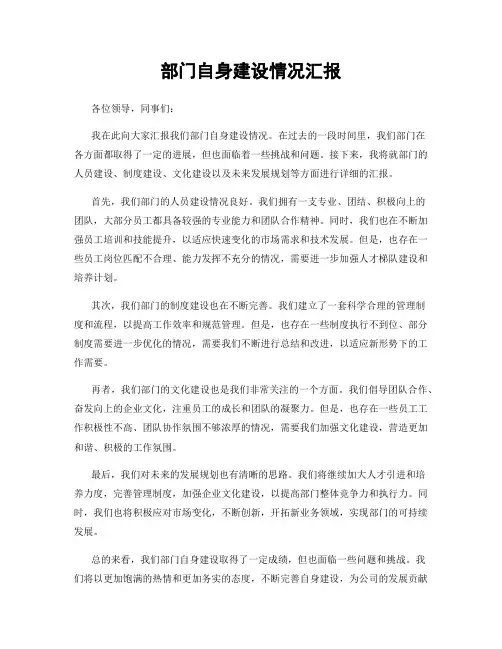 部门自身建设情况汇报