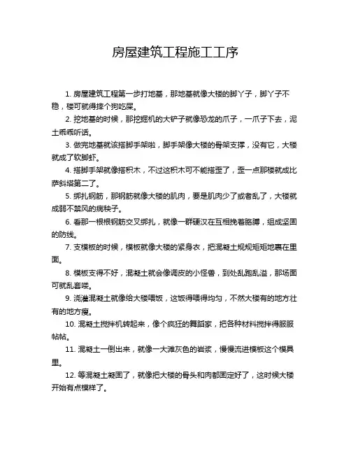 房屋建筑工程施工工序