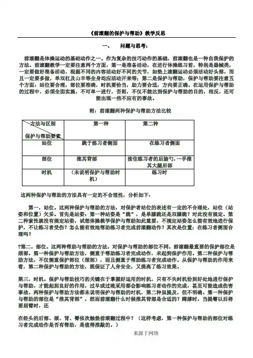 前滚翻的保护与帮助