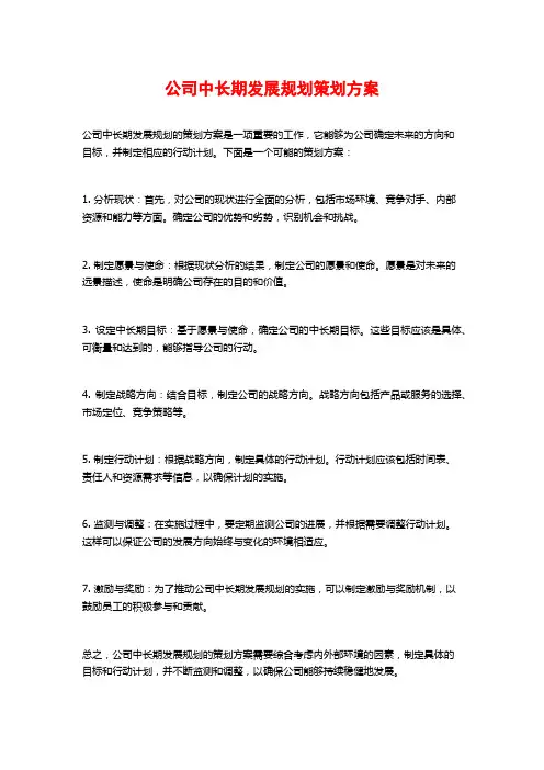 公司中长期发展规划策划方案