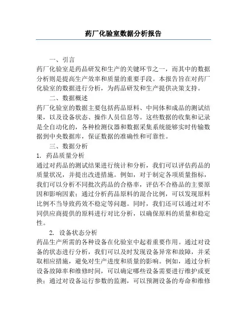 药厂化验室数据分析报告