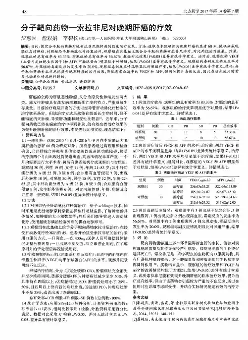 分子靶向药物——索拉非尼对晚期肝癌的疗效