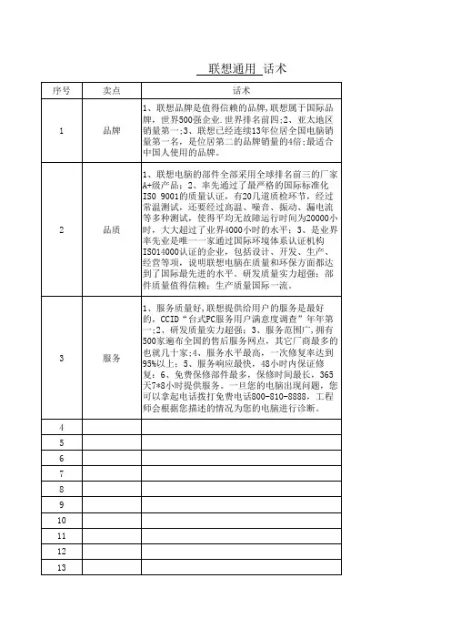 联想通用话术