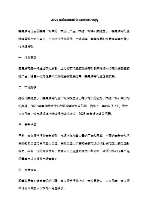 2023年瘦身腰带行业市场研究报告