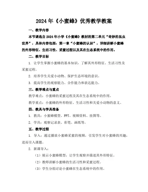 2024年《小蜜蜂》优秀教学教案
