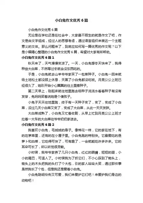 小白兔作文优秀6篇