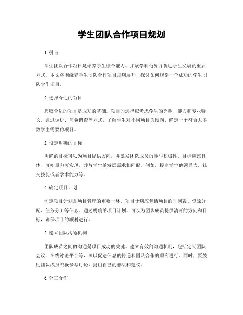 学生团队合作项目规划
