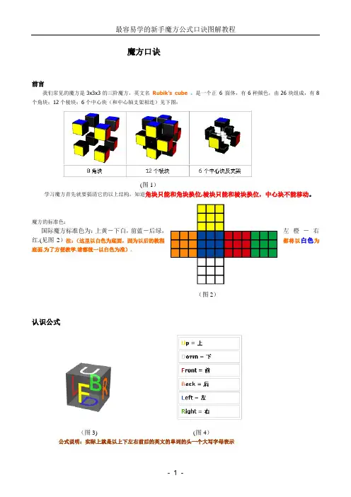 初学者使用的魔方口诀