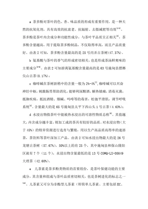 茶叶生化成分资料