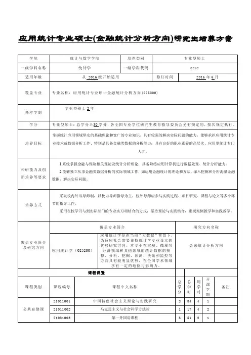 中南财经政法大学研究生培养方案-专业型硕士-应用统计(金融统计分析)