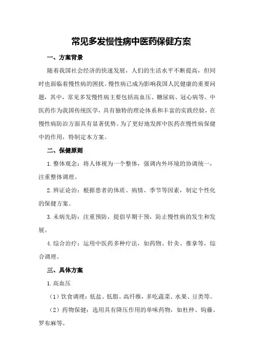 常见多发慢性病中医药保健方案