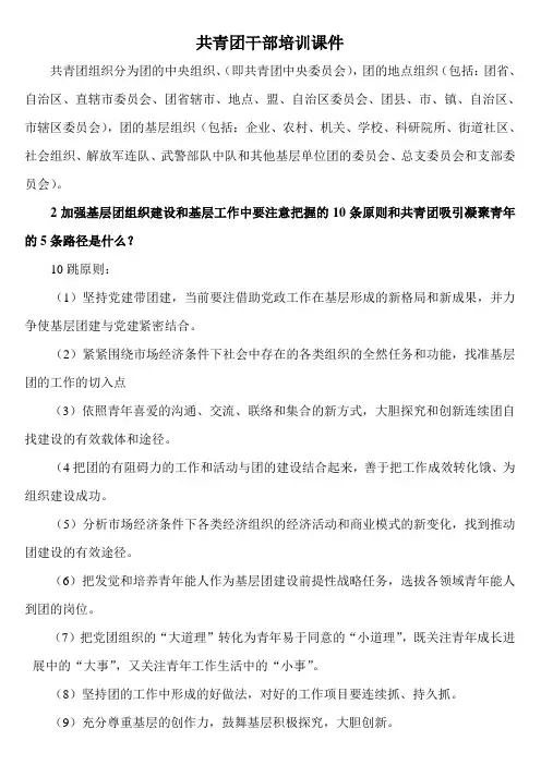 共青团干部培训课件