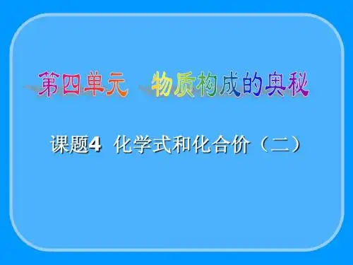 九年级化学 化学式与化合价