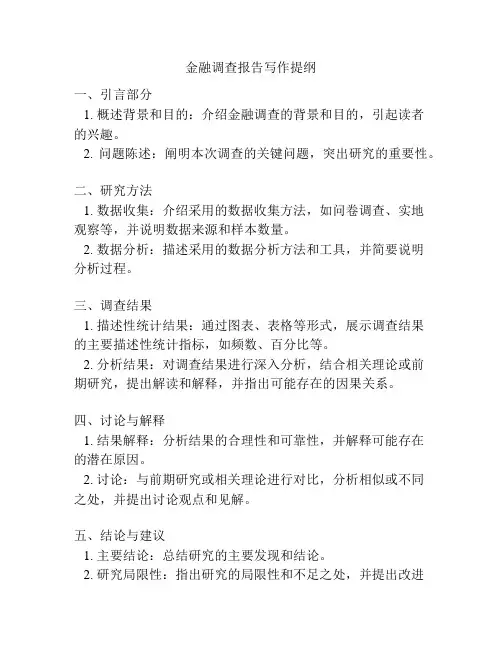 金融调查报告写作提纲