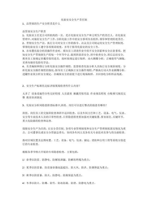 化验室安全生产责任制安全生产