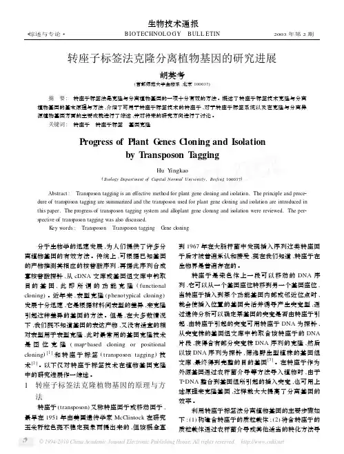 转座子标签法克隆分离植物基因的研究进展