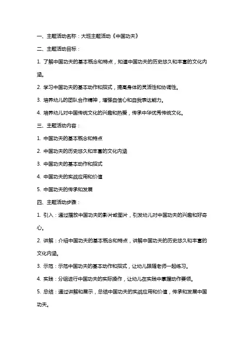 大班主题活动《中国功夫》教案