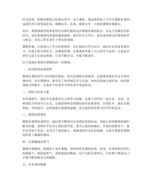 大学生暑假补课感言