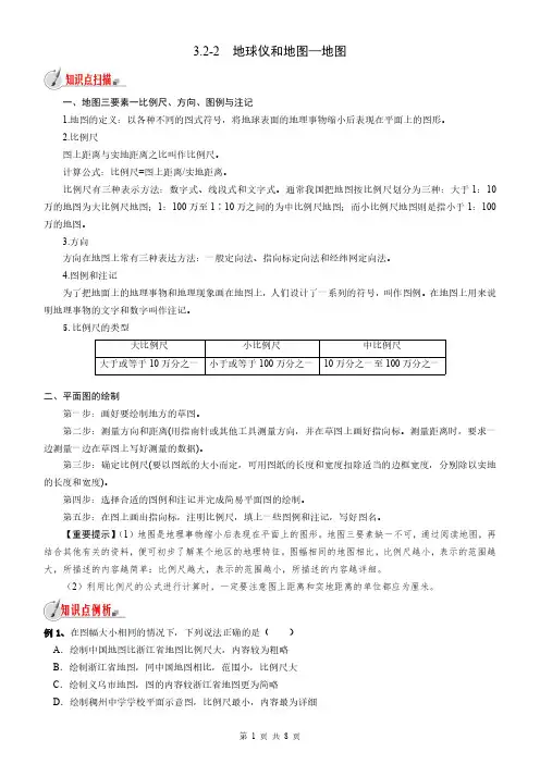 2023年浙教版七年级上科学精讲精练-3.2-2 地球仪和地图—地图