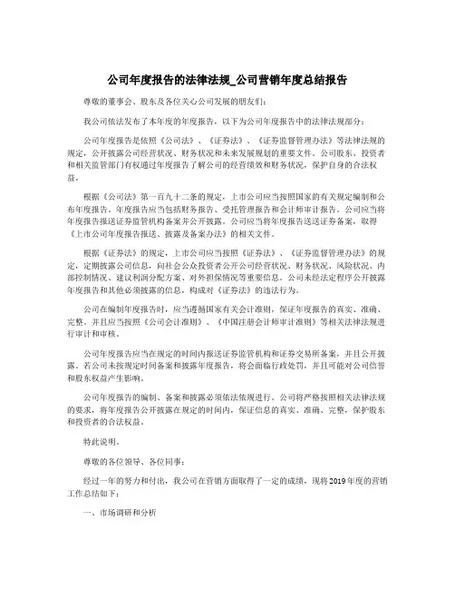 公司年度报告的法律法规_公司营销年度总结报告