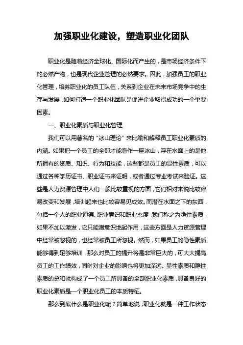 加强职业化建设,塑造职业化团队0824