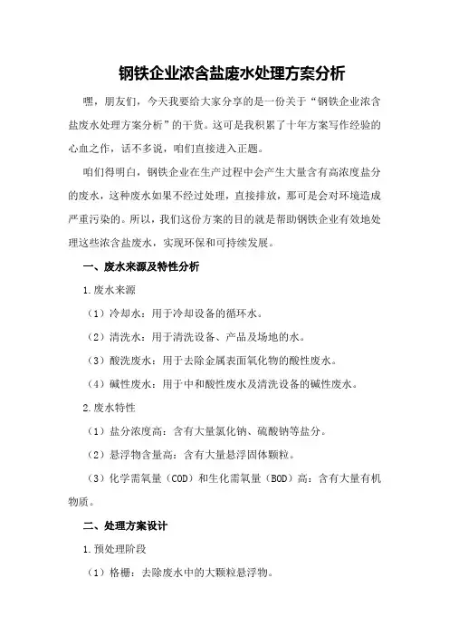 钢铁企业浓含盐废水处理方案分析