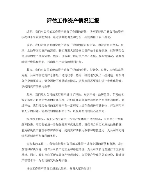 评估工作资产情况汇报